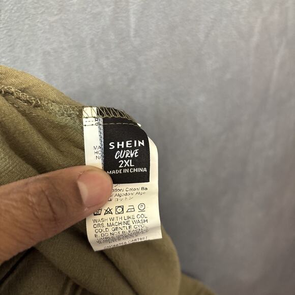 Shein Curve Women's Army Green Pull On Shorts Mom High Waist Casual Size 2XL - Picture 8 of 10